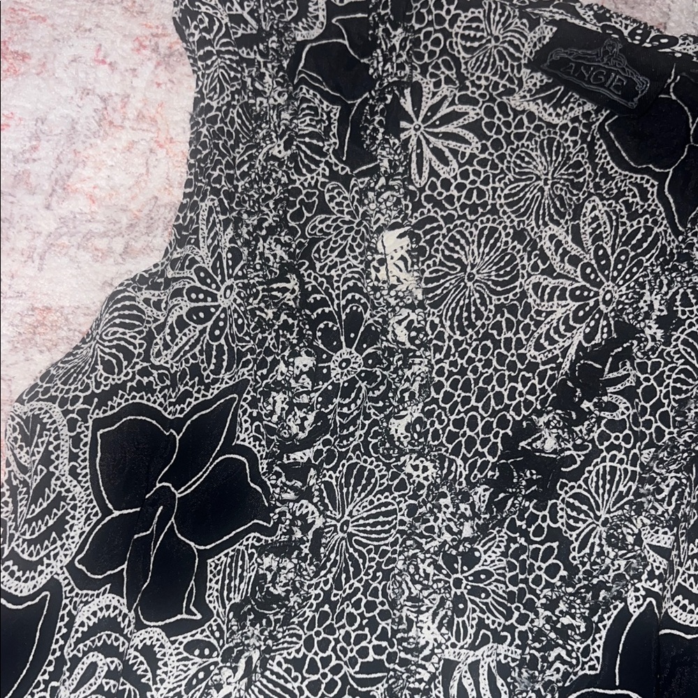 Angie Black and White Floral Midi Dress - Picture 3 of 4
